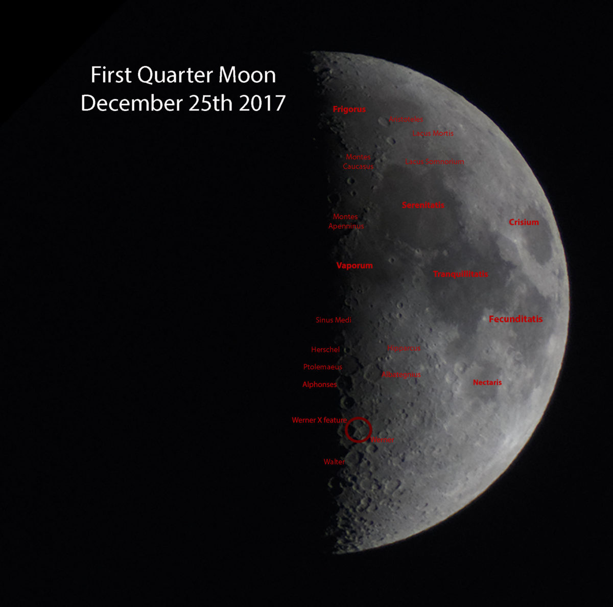 Lunar X or Werner X - 6.5 Day old Moon