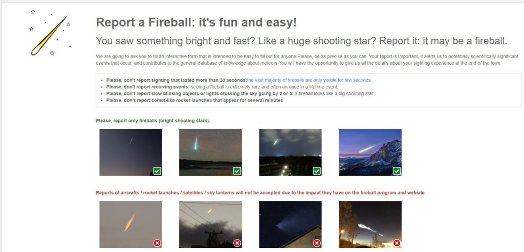 Report a Fireball 1 Report a Fireball