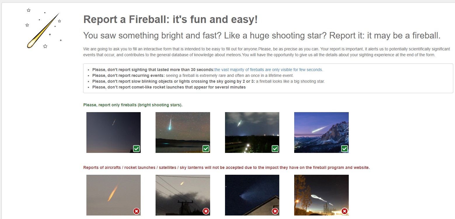 Report a Fireball