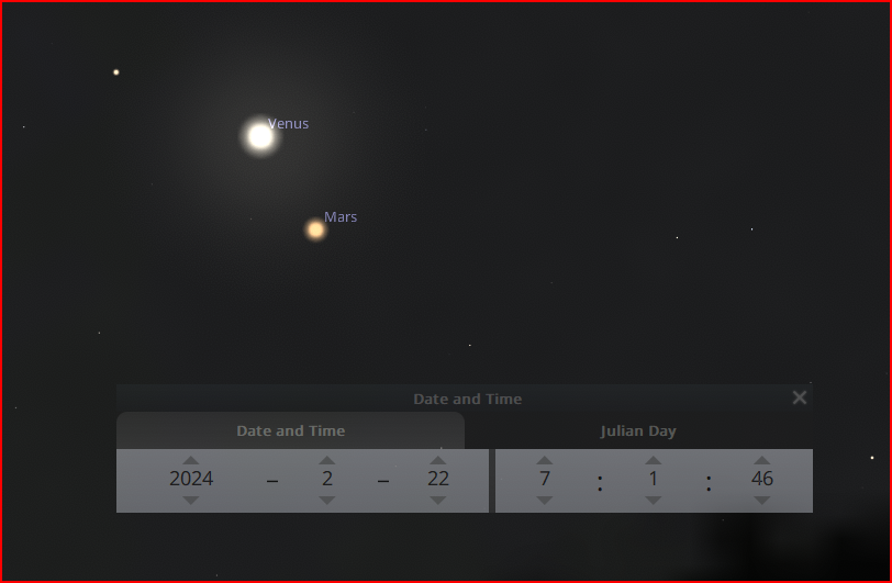 Venus and Mars Passing (Conjunction)